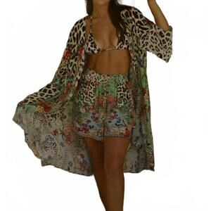 NEW AISHA leopard flowers shorts in multi